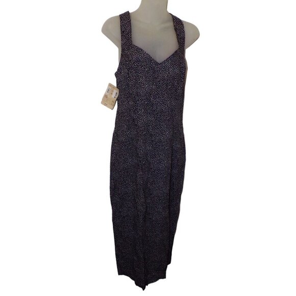 NWT Vintage 90's ELISSE Criss-Cross Back Long Dress Polka Dot Rayon sz 9/10 - Picture 1 of 7